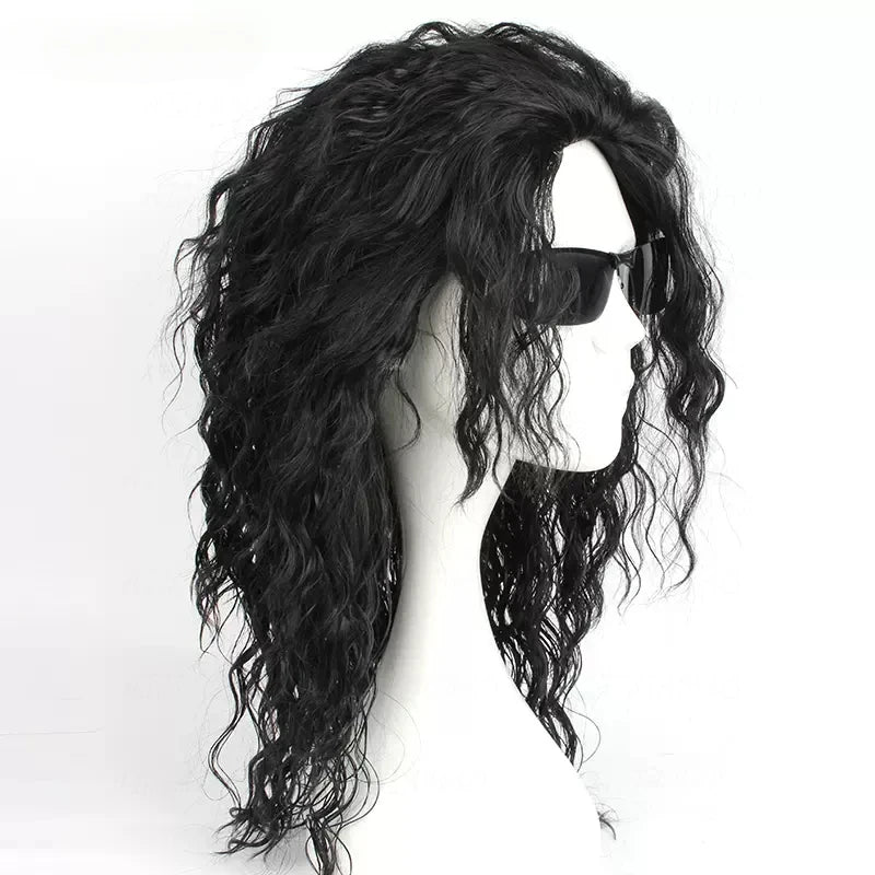 Anime Michael Jackson Cosplay Michael Cosplay Black Wig Michael Role Play Medium Long Curly Black Hair Wig Halloween Cos Wigs - She Vibess By C2P