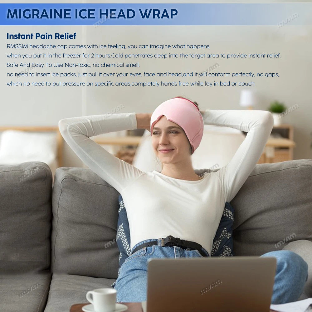 Migraine Relief Hat headache hat Gel Hot Cold Therapy Ice Cap For Relieve Pain Ice Hat Eye Mask Stress Pressure Pain Relief - She Vibess By C2P