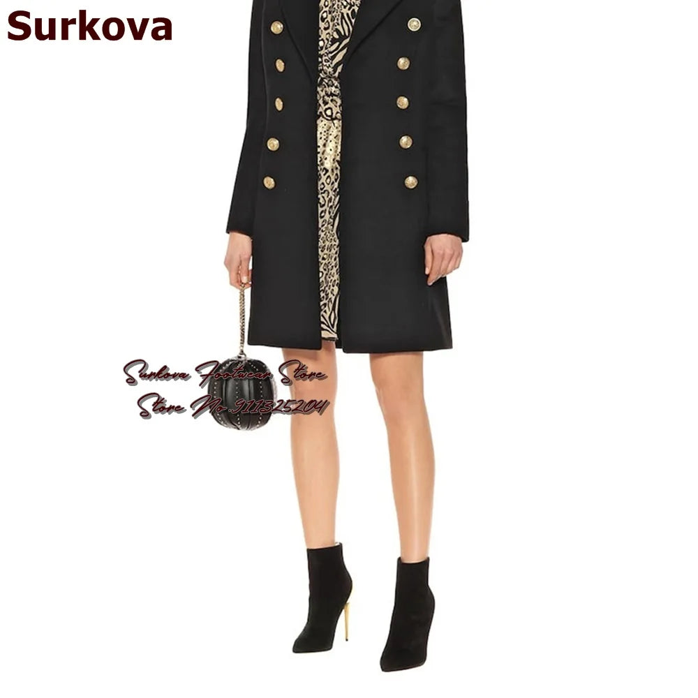 Surkova Red Snakeskin Patchwork Suede Pointed Toe Ankle Boots Women Python Thin High Heel Short Booties Back Zipper Dress Shoes - She Vibess By C2P