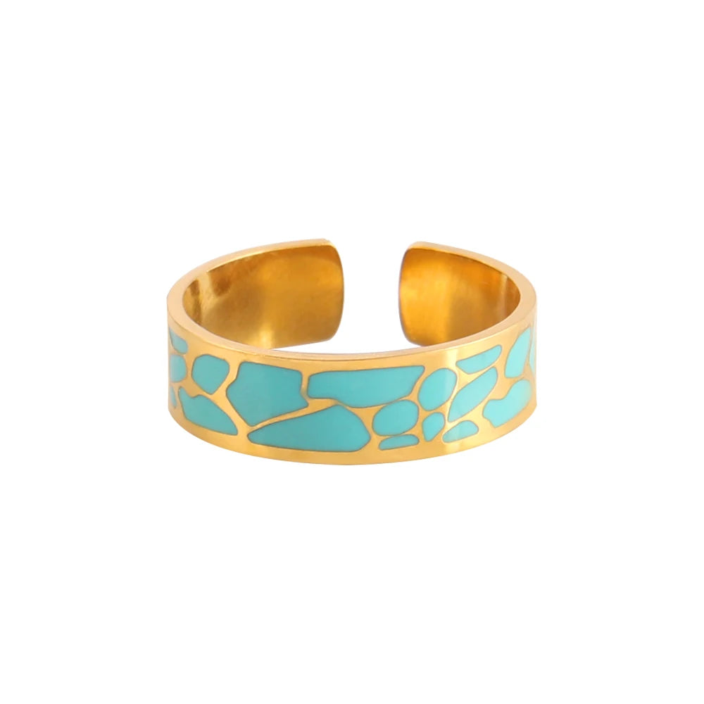 Stainless Steel Rings Open Rings For Women Rings Wide Ring Colorful Geometry Chain Female Rings Jewelry Party Gift Wholesale - She Vibess By C2P