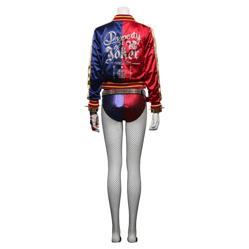 Movie Super Villain Fantasy Female Quinzel Cosplay Costume Black Red Jacket Coat Pants Women Halloween Carnival Disguise Suit-I’m Over 21 - She Vibess By C2P