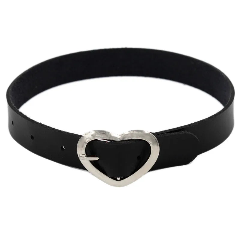 Harajuku Punk Rock Gothic Choker Necklace Women Sexy PU Leather Heart Lock Key Spike Collar Chocker Gothic Cosplay Accessories-I’m Over 21 - She Vibess By C2P