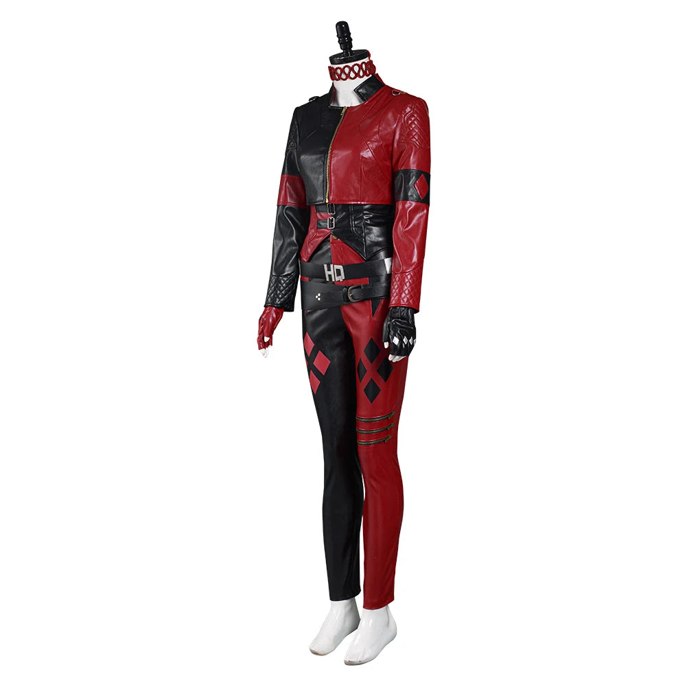 Movie Super Villain Fantasy Female Quinzel Cosplay Costume Black Red Jacket Coat Pants Women Halloween Carnival Disguise Suit-I’m Over 21 - She Vibess By C2P