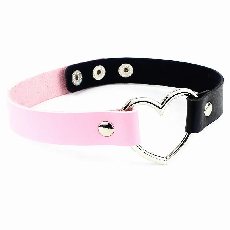 Harajuku Punk Rock Gothic Choker Necklace Women Sexy PU Leather Heart Lock Key Spike Collar Chocker Gothic Cosplay Accessories-I’m Over 21 - She Vibess By C2P