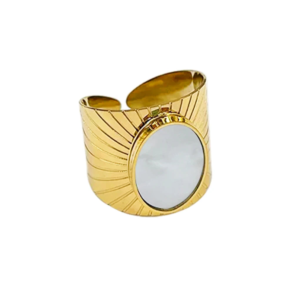 Stainless Steel Rings Open Rings For Women Rings Wide Ring Colorful Geometry Chain Female Rings Jewelry Party Gift Wholesale - She Vibess By C2P