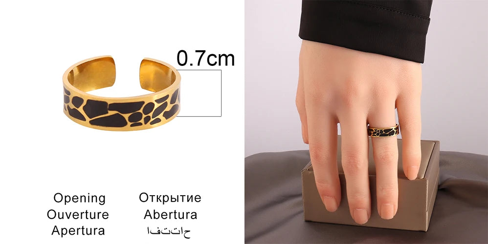 Stainless Steel Rings Open Rings For Women Rings Wide Ring Colorful Geometry Chain Female Rings Jewelry Party Gift Wholesale - She Vibess By C2P