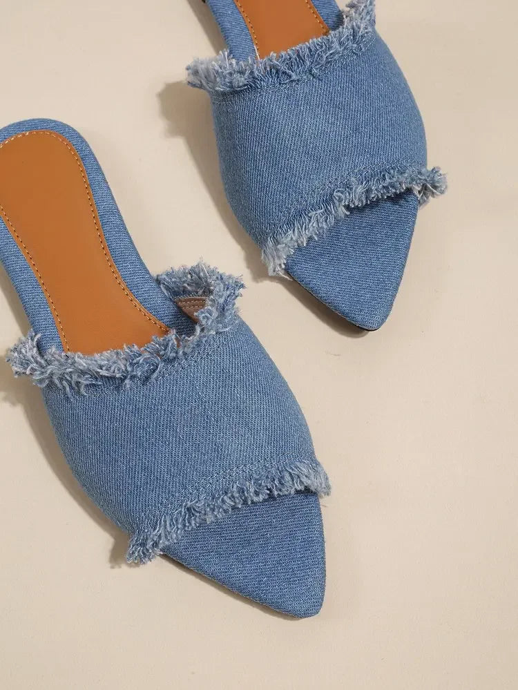 Women Flats Cowboy Slippers Fashion Beach Dress Shoes Summer Femme Pointed Toe Flip Flops New Casual Slides Zapatos Mujer - She Vibess By C2P