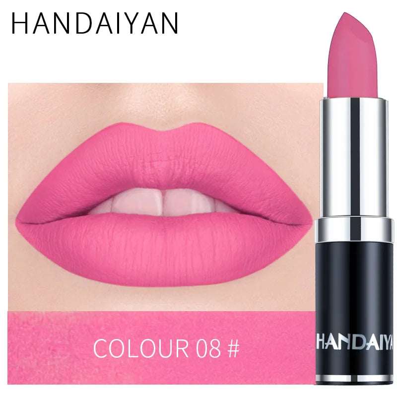 Matte Pink Velvet Lipstick Sexy Nude Red Brown Purple Lipgloss Gloss Velvety Lipstick Waterproof Makeup Long Lasting Lipstick - She Vibess By C2P