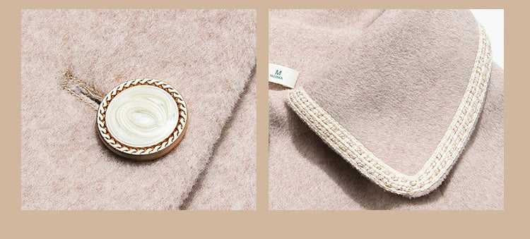 I BELIEVE YOU Fall Clothes 2024 Women Apricot Color Long Styles Woolen Coat Turn-down Collar Office Lady Jackets CMN235377A - She Vibess By C2P