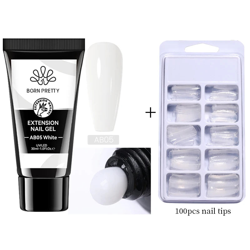 BORN PRETTY 30ml Glitter Acrylic Gel Finger Extension Nail Polish Silver Pink Extension Gel Polish Soak Off Nail Slip Solution - She Vibess By C2P
