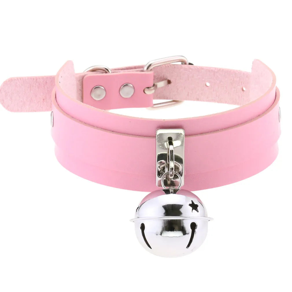 DIEZI Harajuku Pink PU Leather Star Heart Flower Choker Necklace Torques For Women Men Gothic Pink PU Leather -I’m Over 21 - She Vibess By C2P