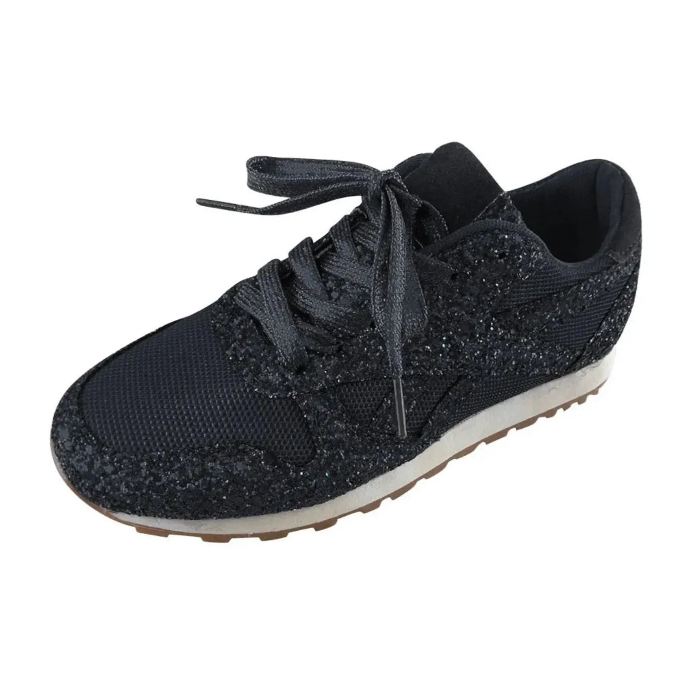 2024 New Women Flat Sneakers Casual Bling Vulcanized Shoes Women Mesh Lace Up Platform Plus Size Fashion Outdoor Woman Shoes - She Vibess By C2P