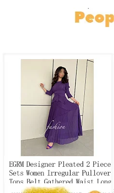 EGRM Miyake Pleated Maxi Long Dress Solid Ruffles Full Sleeve with Belt Formal Dresses for Women 2024 Summer New Hot Sales 8R295 - She Vibess By C2P
