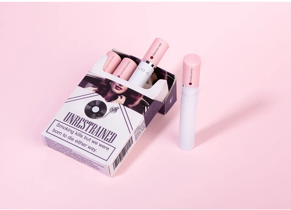 4 pcs/set Cigarette Lipstick Set Long Lasting Lip Glaze Matte Lip Gloss Waterproof Lip Stick Tube Nude Lip Tint Makeup Cosmetics - She Vibess By C2P