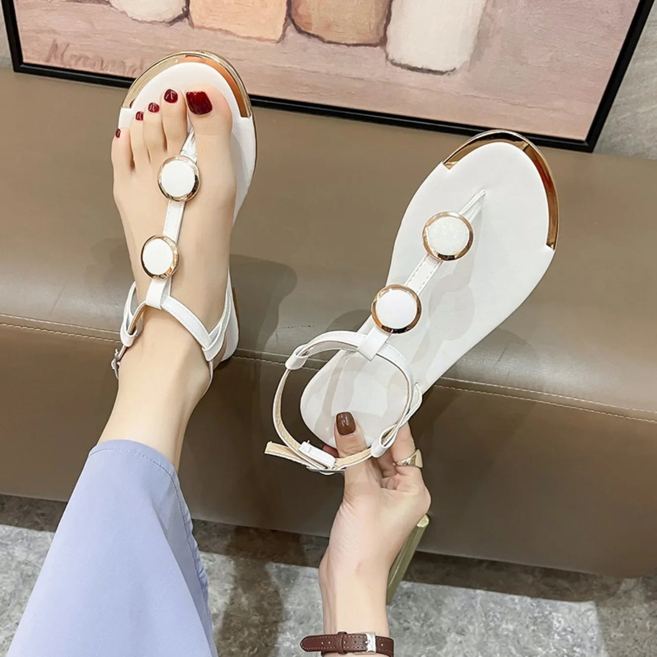 Women Sandals 2024 New Summer Casual Flat Sandals Flip Flops Luxury Designer Fashion Shoes Women Open Toe Daily Sandals Women - She Vibess By C2P