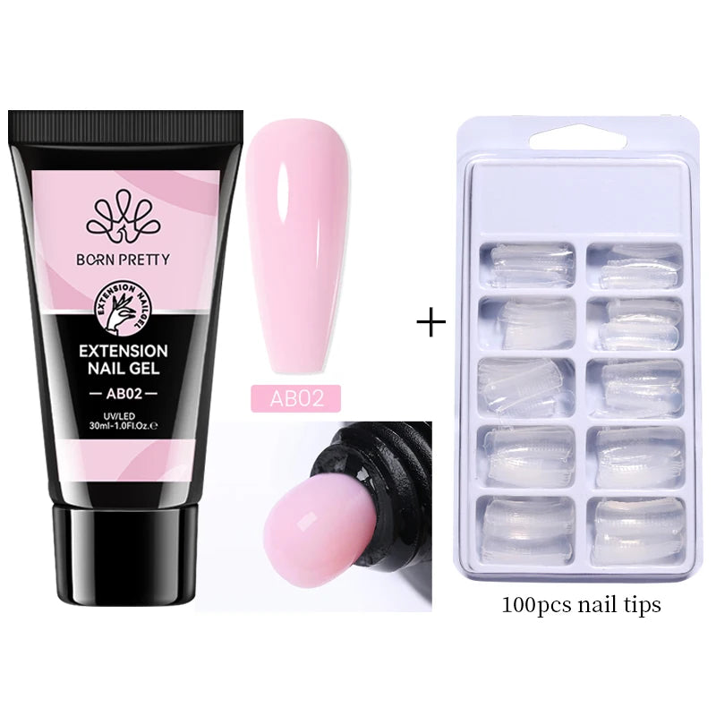 BORN PRETTY 30ml Glitter Acrylic Gel Finger Extension Nail Polish Silver Pink Extension Gel Polish Soak Off Nail Slip Solution - She Vibess By C2P