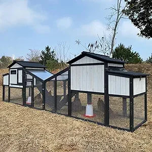 136" Chicken Coop with Wheels, Backyard Wooden Hen House Outdoor for 1-6 Chickens, 2 Story Poultry Cage Chicken Coop and Run, Ne - She Vibess By C2P