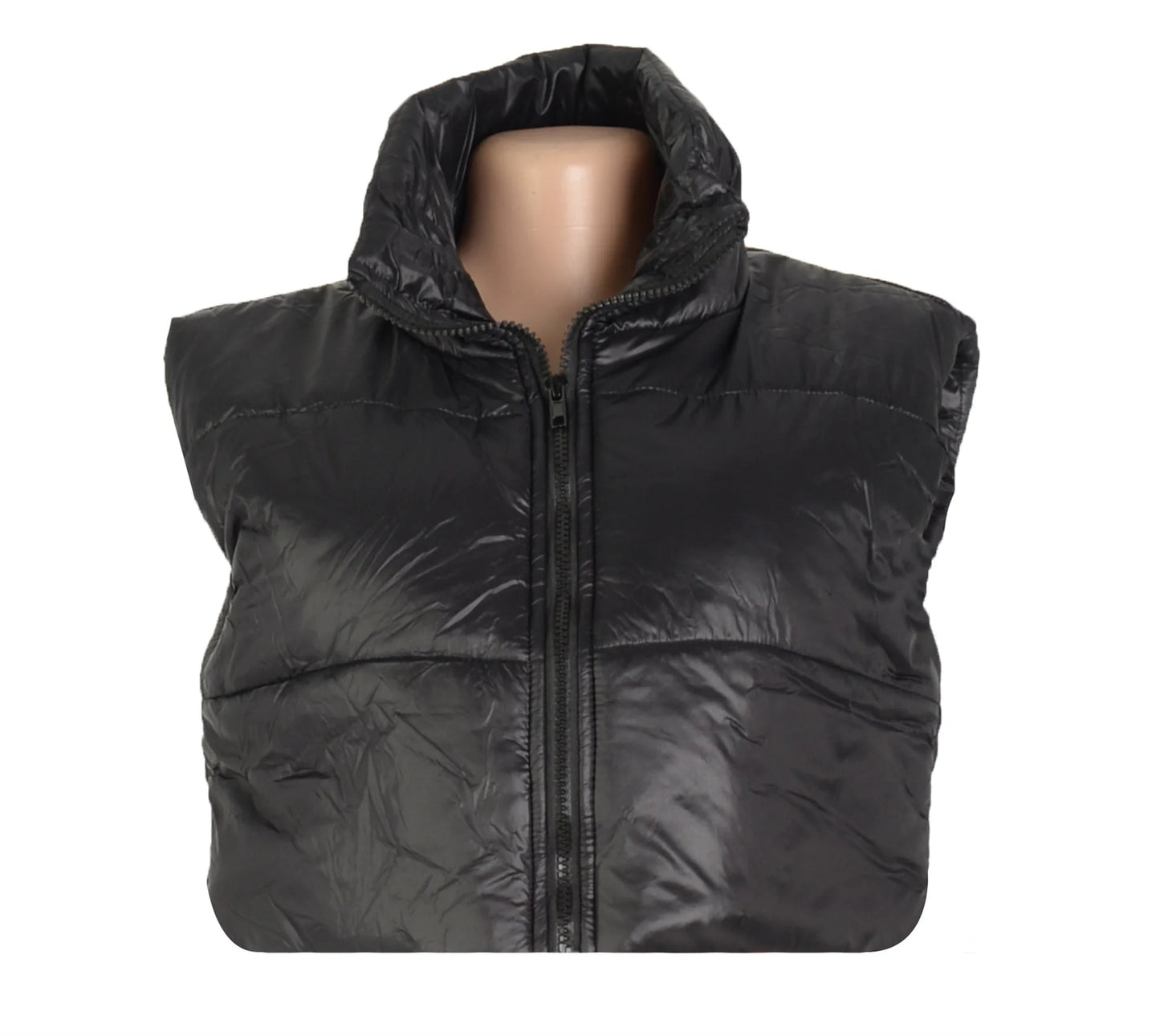 Women's Winter Vest Fashion Faux Leather Padded Jacket Coat Vintage PU Black And White Female Short Waistcoat Chic Clothes Tops - She Vibess By C2P