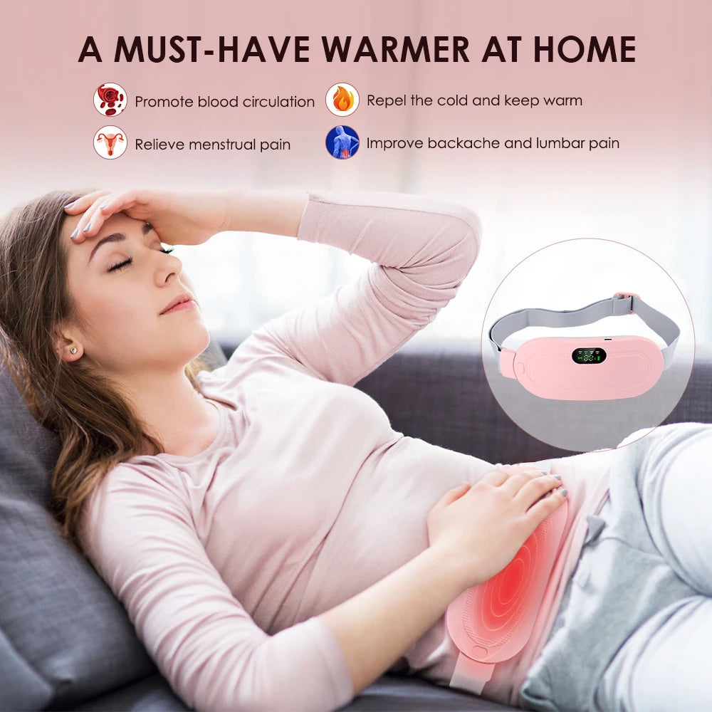 Menstrual Heating Pad Abdominal Massager Warm Palace Belt Waist Vibration Massage Device for Cramps Period Pain Relief Dorpship - She Vibess By C2P