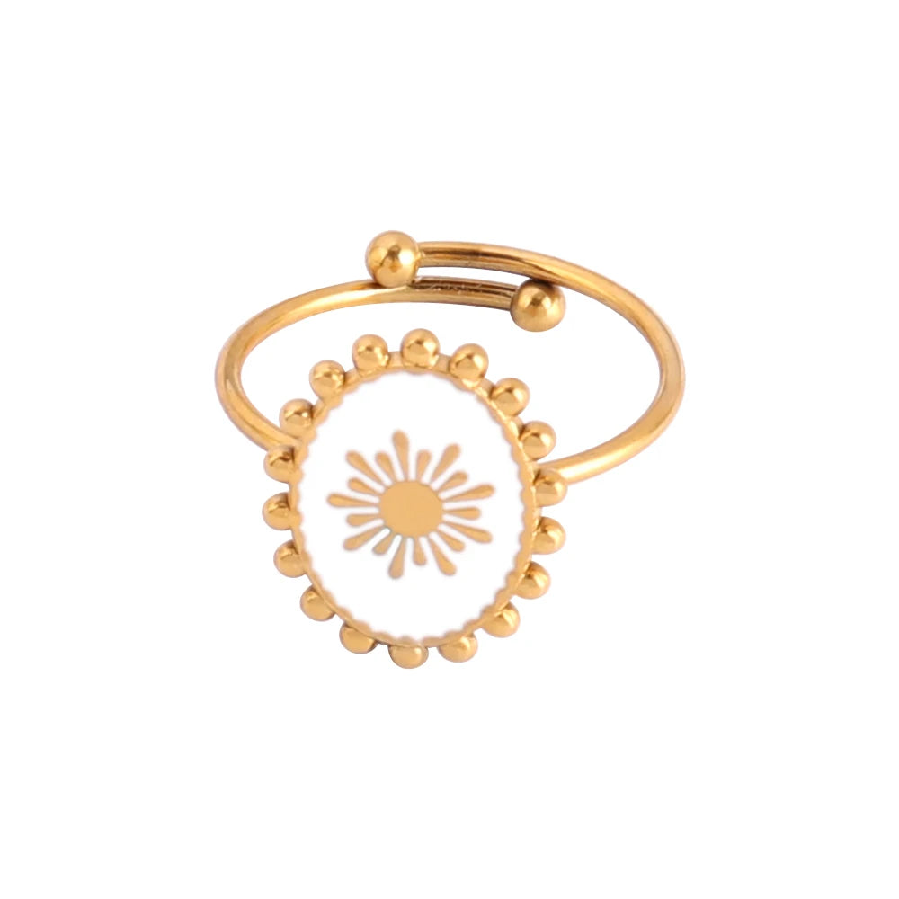 Stainless Steel Rings Open Rings For Women Rings Wide Ring Colorful Geometry Chain Female Rings Jewelry Party Gift Wholesale - She Vibess By C2P