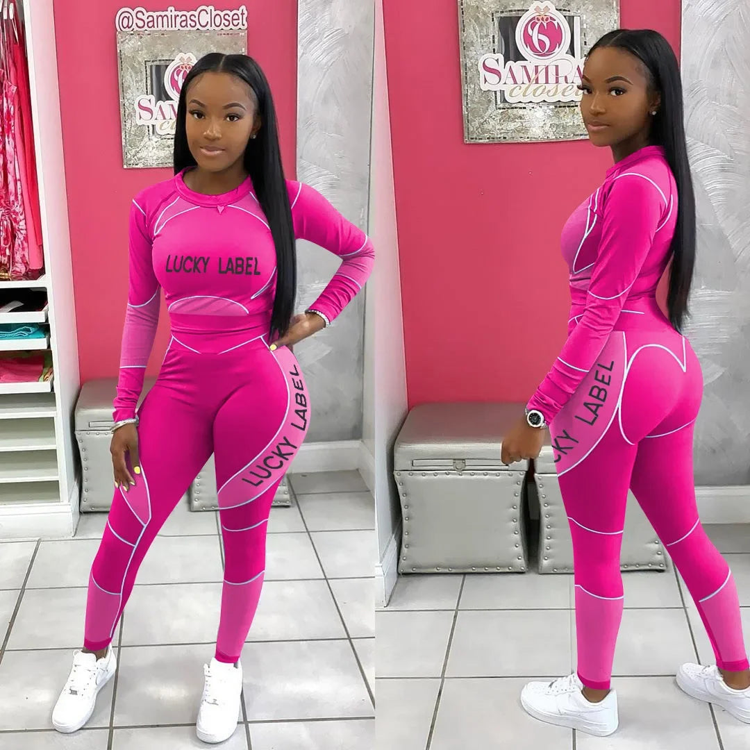 Casual Women's Long Sleeve Hoodie Set Printed Fashion Autumn Sportswear Two Pieces Outfit Comfortable Streetwear Style - She Vibess By C2P