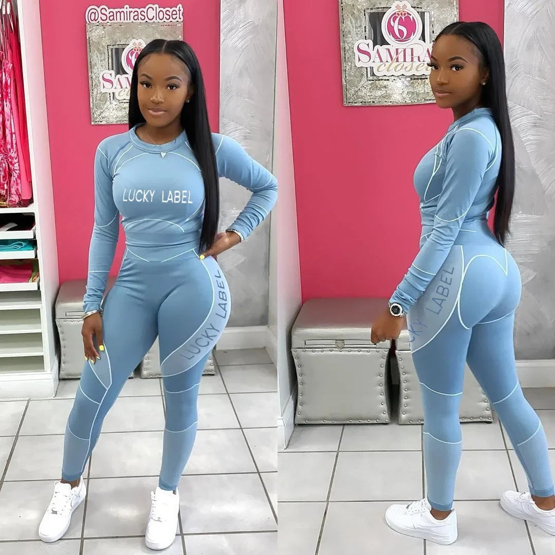 Casual Women's Long Sleeve Hoodie Set Printed Fashion Autumn Sportswear Two Pieces Outfit Comfortable Streetwear Style - She Vibess By C2P