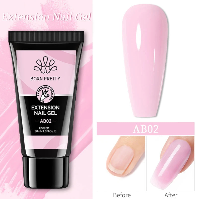BORN PRETTY 30ml Glitter Acrylic Gel Finger Extension Nail Polish Silver Pink Extension Gel Polish Soak Off Nail Slip Solution - She Vibess By C2P