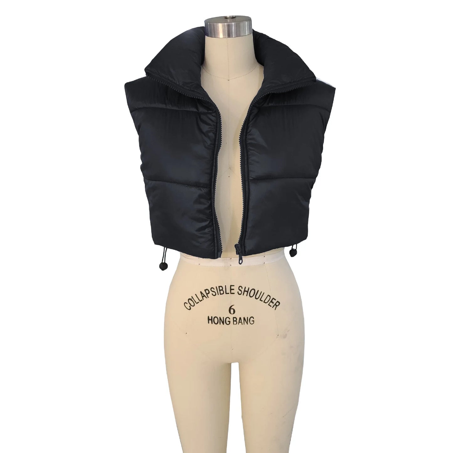 Women's Winter Vest Fashion Faux Leather Padded Jacket Coat Vintage PU Black And White Female Short Waistcoat Chic Clothes Tops - She Vibess By C2P