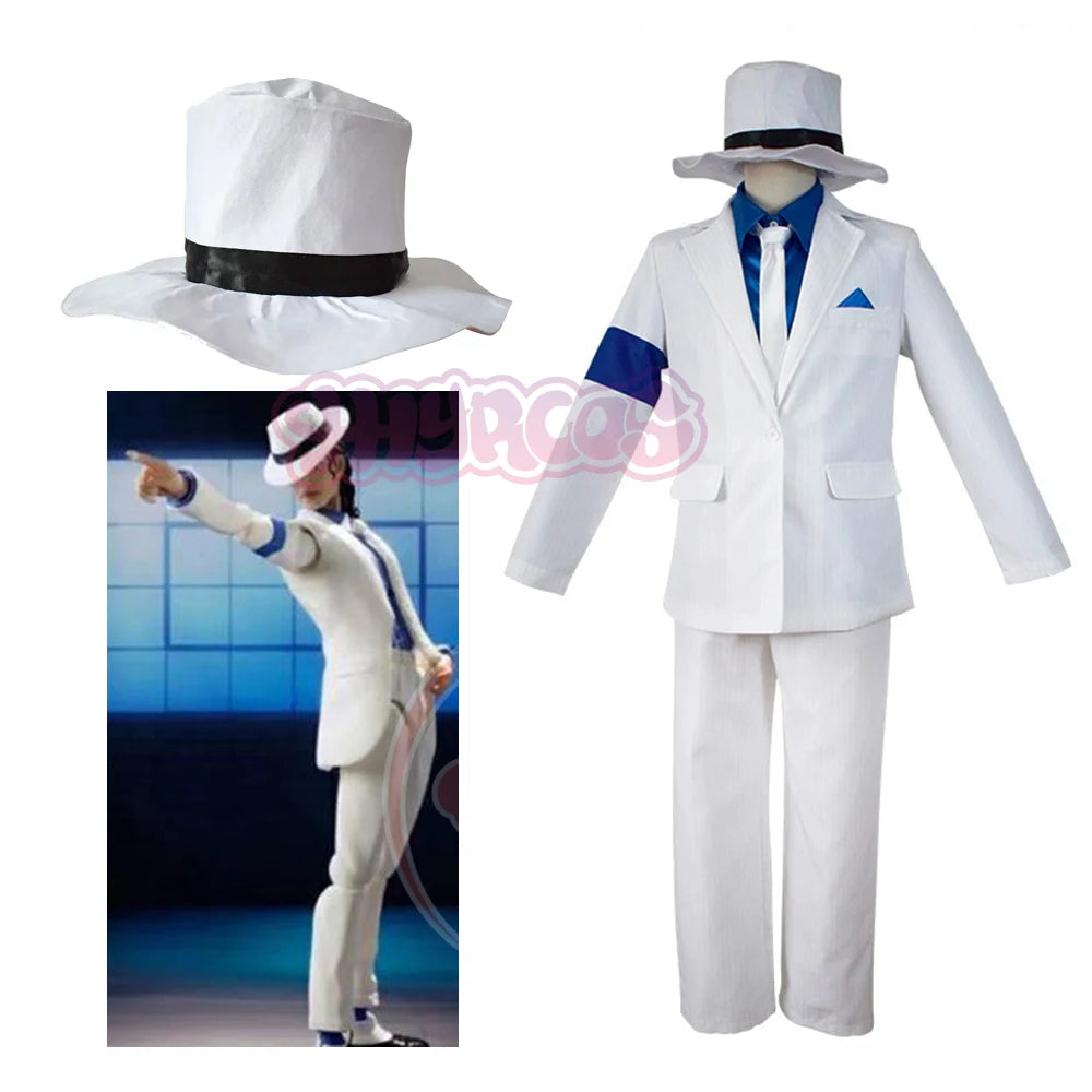 Michael Cosplay Jackson Smooth Criminal Suit Michael Jackson Cosplay Costume top+pants+shirt+tie+hat+strap Halloween Carnival - She Vibess By C2P