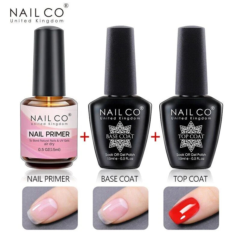NAILCO 15ml Top Coat Base Coat Gel Nail Primer Gel Remover Nail Art Semi Permanent Lacquer Varnish Hybrid Nail Supplies - She Vibess By C2P
