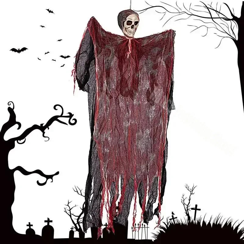 Scary Halloween Hanging Ghost Skull Halloween Party Decoration Hanging Grim Reaper Garden Bar Haunted House Skeleton Prop - She Vibess By C2P
