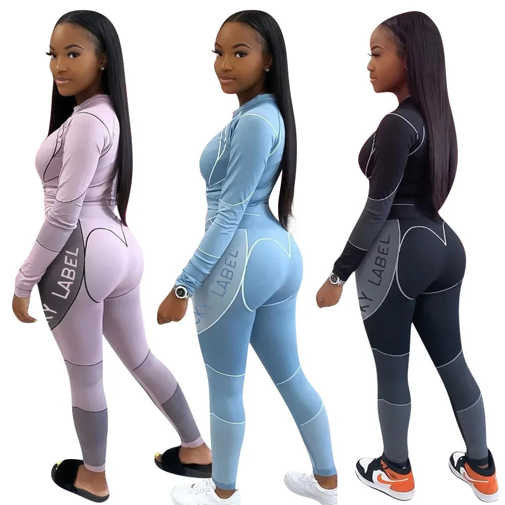 Casual Women's Long Sleeve Hoodie Set Printed Fashion Autumn Sportswear Two Pieces Outfit Comfortable Streetwear Style - She Vibess By C2P