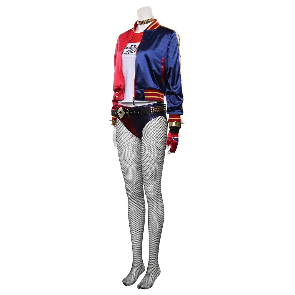 Movie Super Villain Fantasy Female Quinzel Cosplay Costume Black Red Jacket Coat Pants Women Halloween Carnival Disguise Suit-I’m Over 21 - She Vibess By C2P