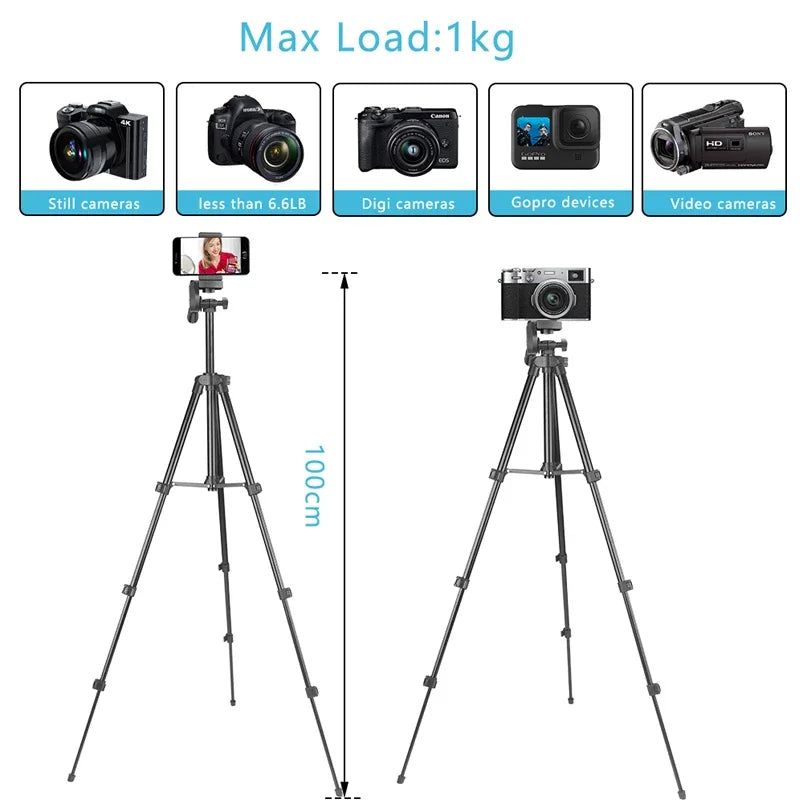 3120 Tripod for Phone 100cm Universal Phone Video Tripod Stand with Bluetooth Selfie Remote Video Recording Photography Stand - She Vibess By C2P