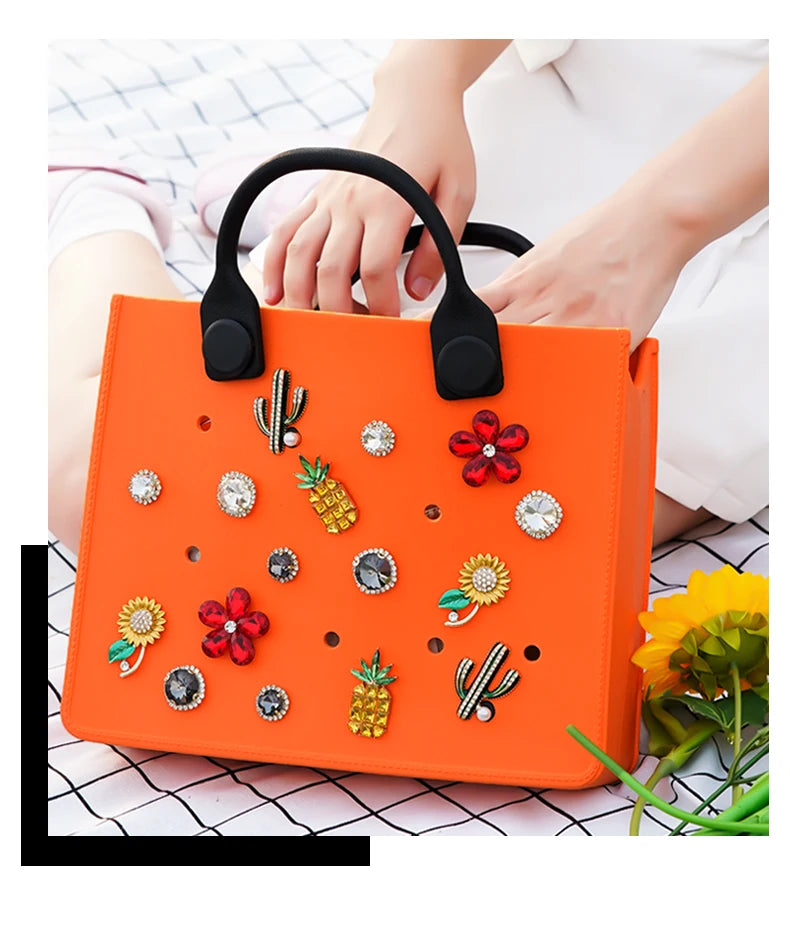 EVA Large Leather Shoulder Bag Handbag Tote Bag Storage for Women Casual Waterproof Beach Bag Hole Fit Charm Fashion Storage Bag - She Vibess By C2P