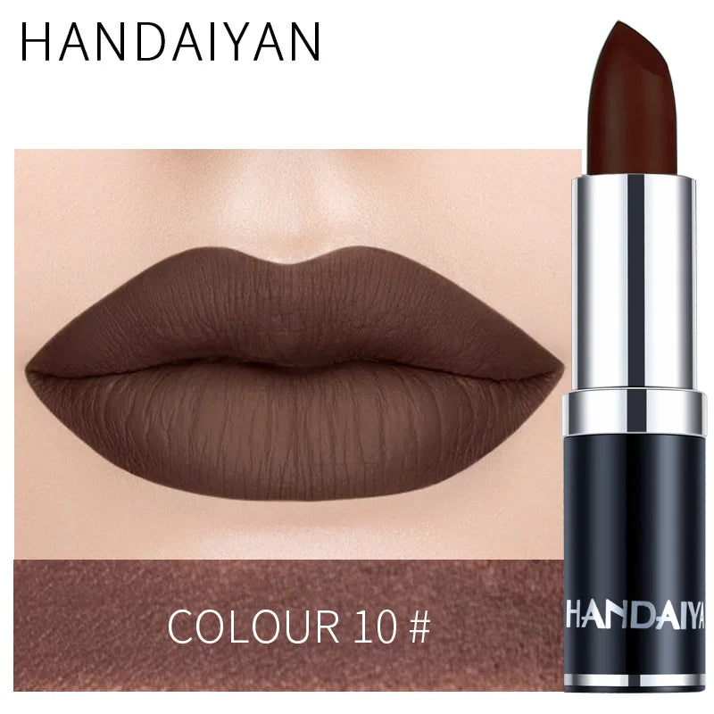 Matte Pink Velvet Lipstick Sexy Nude Red Brown Purple Lipgloss Gloss Velvety Lipstick Waterproof Makeup Long Lasting Lipstick - She Vibess By C2P