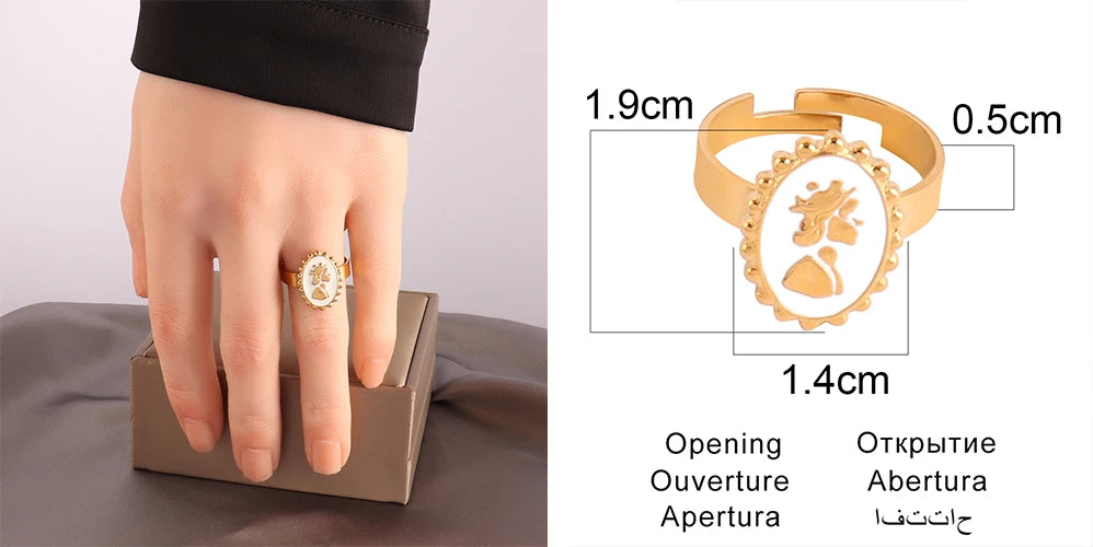 Stainless Steel Rings Open Rings For Women Rings Wide Ring Colorful Geometry Chain Female Rings Jewelry Party Gift Wholesale - She Vibess By C2P