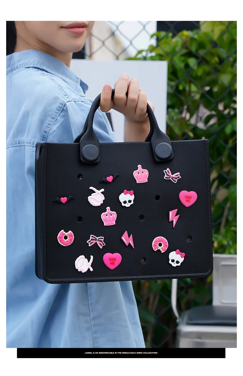 EVA Large Leather Shoulder Bag Handbag Tote Bag Storage for Women Casual Waterproof Beach Bag Hole Fit Charm Fashion Storage Bag - She Vibess By C2P