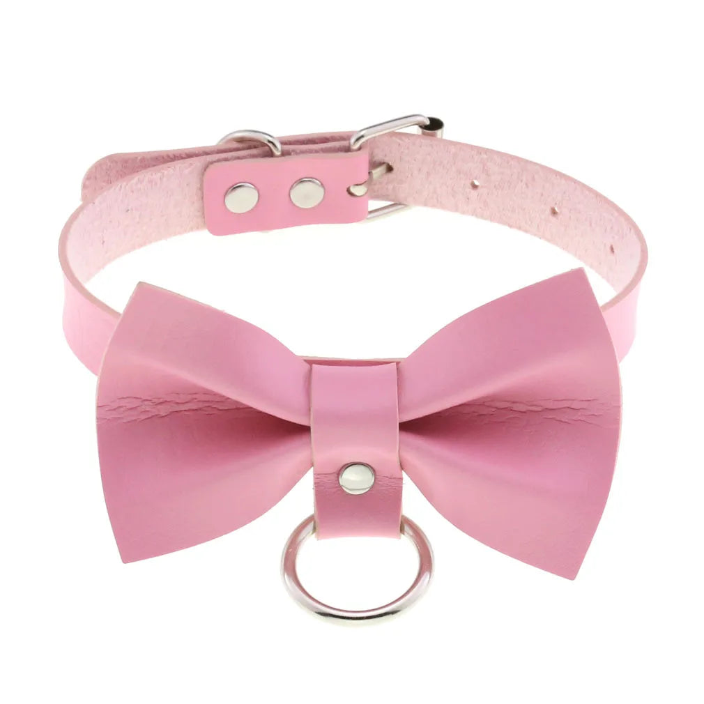 DIEZI Harajuku Pink PU Leather Star Heart Flower Choker Necklace Torques For Women Men Gothic Pink PU Leather -I’m Over 21 - She Vibess By C2P
