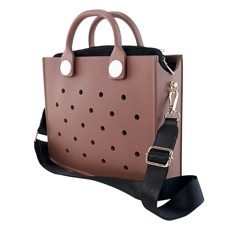 EVA Large Leather Shoulder Bag Handbag Tote Bag Storage for Women Casual Waterproof Beach Bag Hole Fit Charm Fashion Storage Bag - She Vibess By C2P