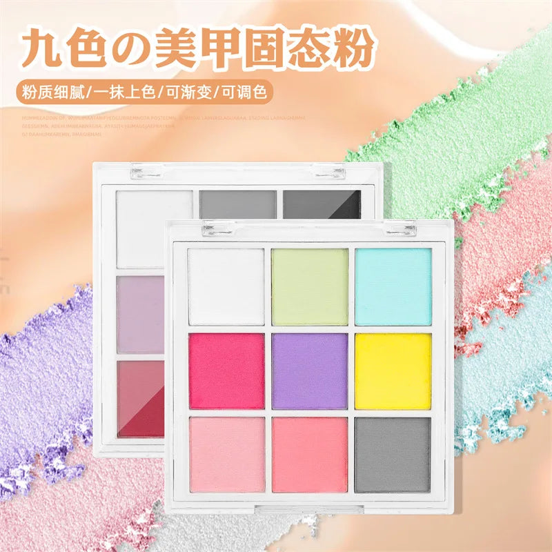 9Colors Solid Patting Nail Powders UV Polish Decoration Shimmer Fine Glitter Gradient Matte Pat Pat Manicure Polish Deco Powder - She Vibess By C2P