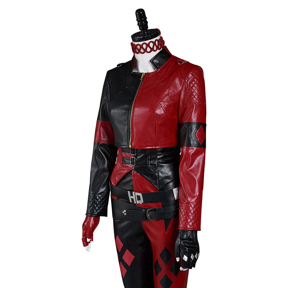 Movie Super Villain Fantasy Female Quinzel Cosplay Costume Black Red Jacket Coat Pants Women Halloween Carnival Disguise Suit-I’m Over 21 - She Vibess By C2P