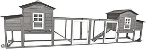 136" Chicken Coop with Wheels, Backyard Wooden Hen House Outdoor for 1-6 Chickens, 2 Story Poultry Cage Chicken Coop and Run, Ne - She Vibess By C2P
