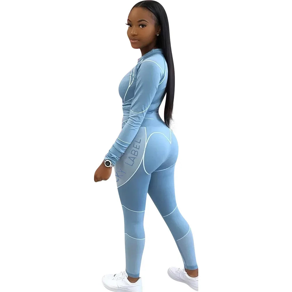 Casual Women's Long Sleeve Hoodie Set Printed Fashion Autumn Sportswear Two Pieces Outfit Comfortable Streetwear Style - She Vibess By C2P