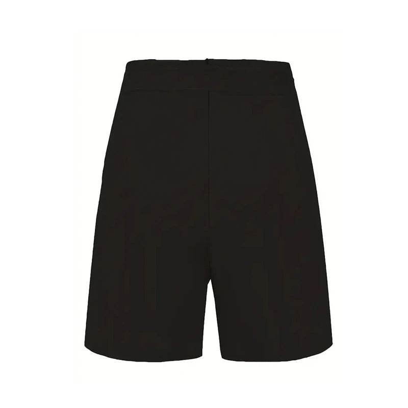 Y2K Solid Button Front Shorts Tie Waist Beach Summer High Waist Shorts Women's Clothing - She Vibess By C2P