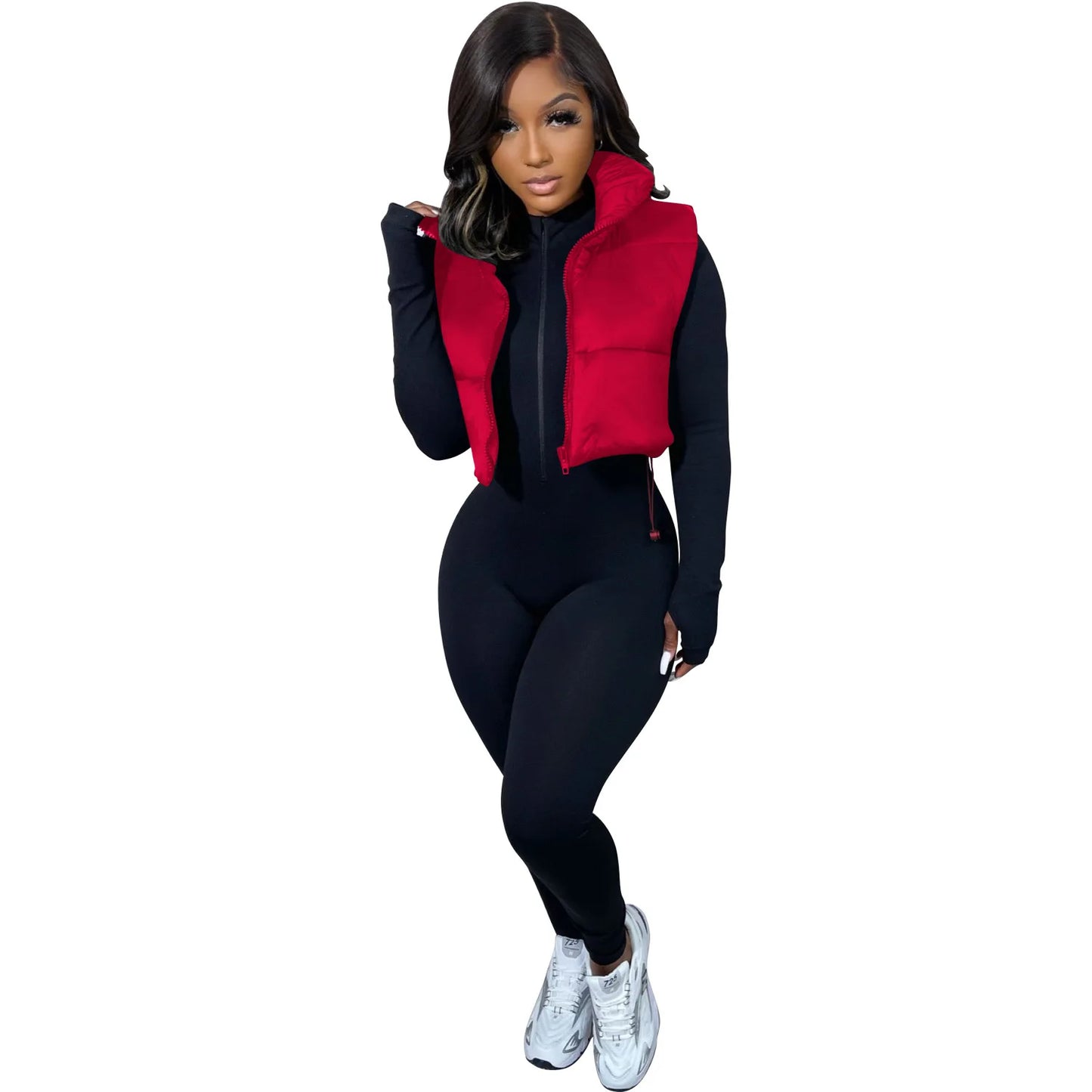Women's Winter Vest Fashion Faux Leather Padded Jacket Coat Vintage PU Black And White Female Short Waistcoat Chic Clothes Tops - She Vibess By C2P