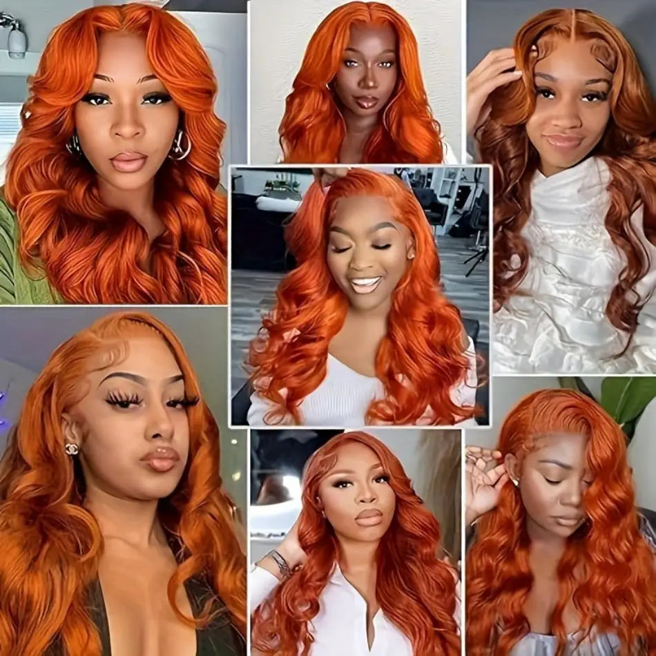 Ginger Orange Body Wave Wigs HD Lace Frontal Wig 13x6 13x4 Human Hair PrePlucked 100% Brazilian Wigs For Women Lace Front Wig - She Vibess By C2P