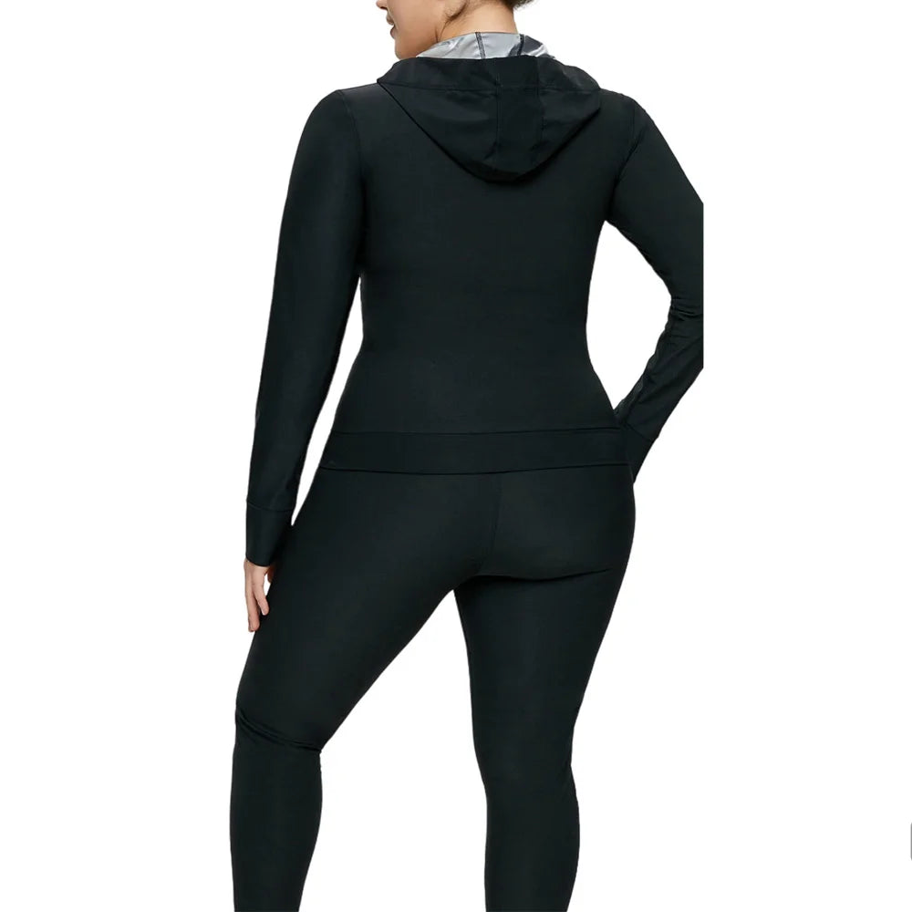 2pcs Women Sweat Sauna Suit Set - Full Zip Fitness Sauna Jacket and Leggings for Comfort and Performance Heat Up Your Workouts a - She Vibess By C2P