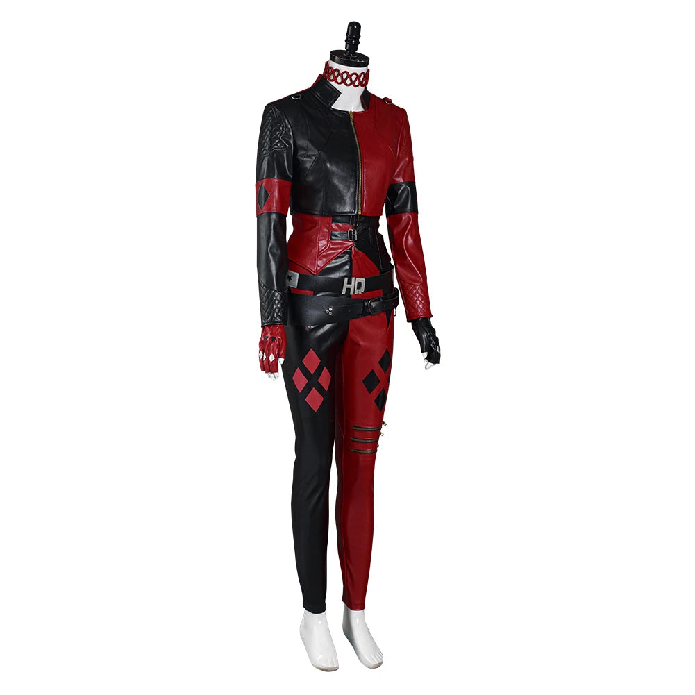 Movie Super Villain Fantasy Female Quinzel Cosplay Costume Black Red Jacket Coat Pants Women Halloween Carnival Disguise Suit-I’m Over 21 - She Vibess By C2P