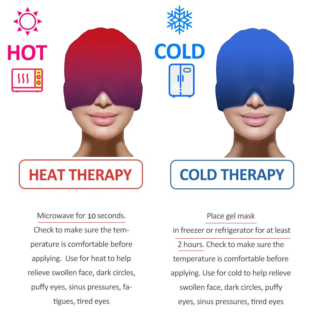 Migraine Relief Hat headache hat Gel Hot Cold Therapy Ice Cap For Relieve Pain Ice Hat Eye Mask Stress Pressure Pain Relief - She Vibess By C2P